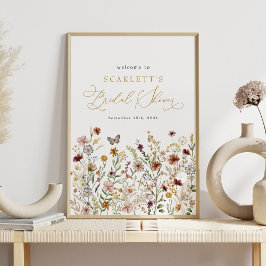Poster Rustic Boho Wildflower Chá de panela Bem-vindo