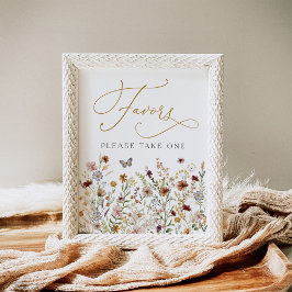 Poster Rustic Boho Wildflower Garden Favorece Sinal de Tr