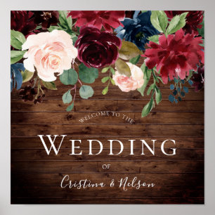 Poster Rustic Burgundy Red Wine - Sinal de boas-vindas