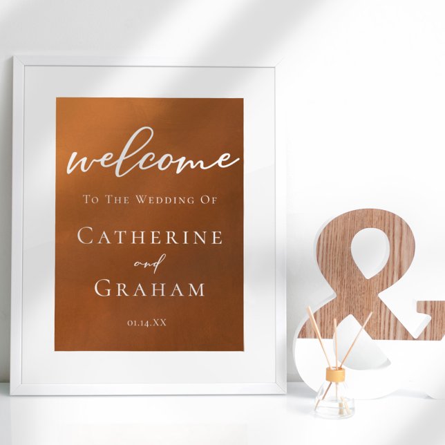 Poster Rustic Burnt Orange Bem-Vindo Ao Nosso Casamento D (Criador carregado)
