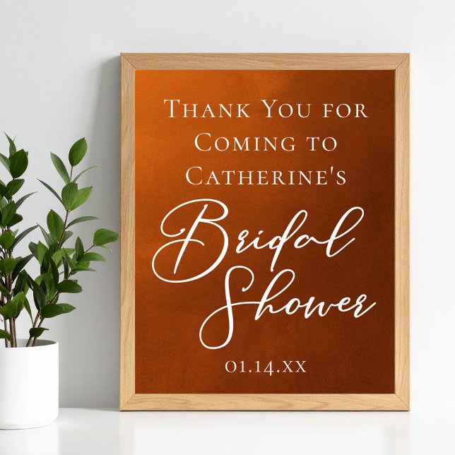 Poster Rustic Burnt Orange Bridal Shower Welcome (Criador carregado)