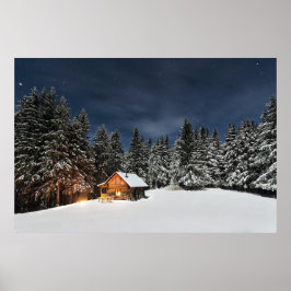 Poster Rustic Cabin Snow Winter