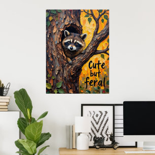Poster Rustic Charm: Raccoon in the Wilderness