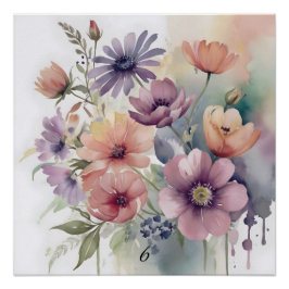 Póster Rustic Charm Watercolor Wildflower Art
