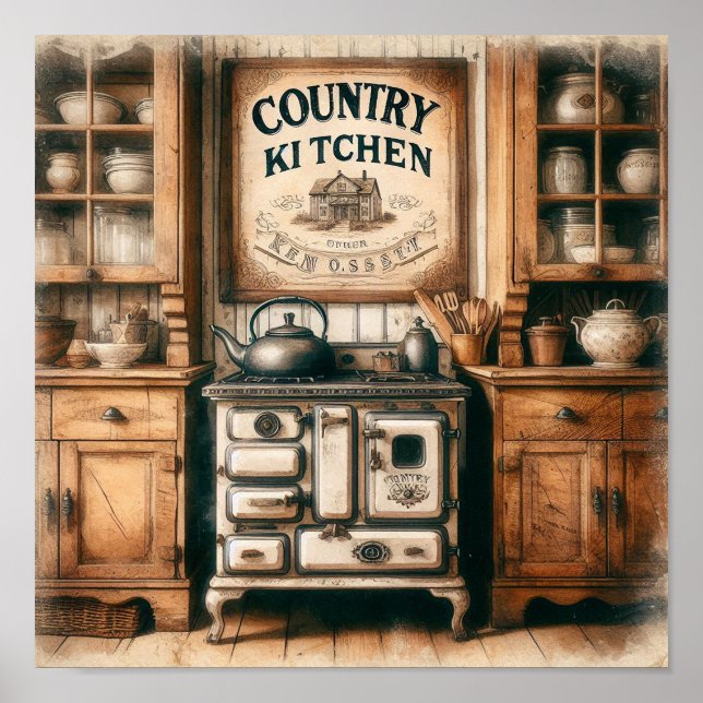 Poster Rustic Country Kitchen 2 (Frente)