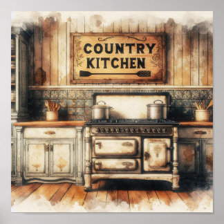 Poster Rustic Country Kitchen 3