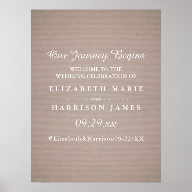 Poster Rustic Country Kraft Wedding Welcome (Frente)