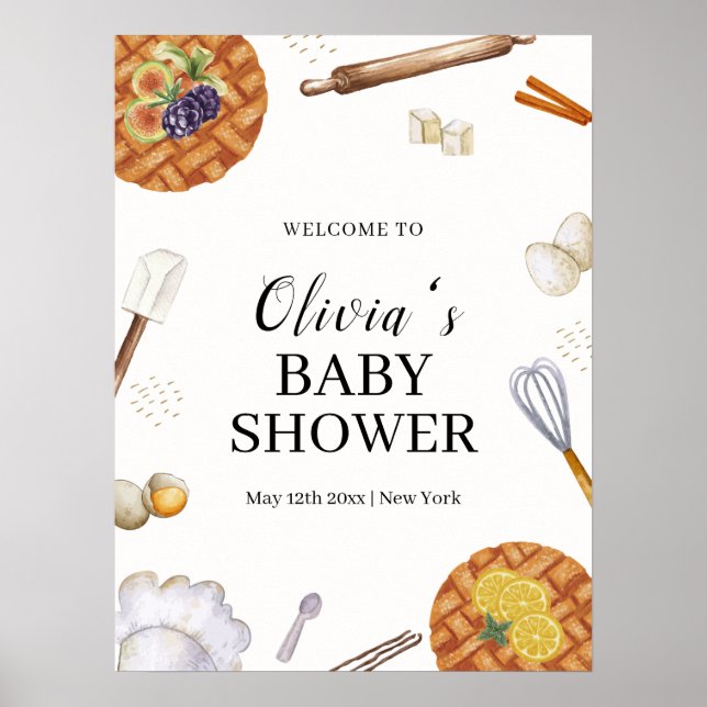 Poster Rustic Cutie Baking Pie Chá de fraldas Bem-vindo (Frente)