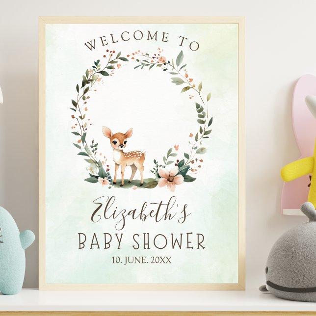 Poster Rustic Deer-Themed Baby Shower (Criador carregado)