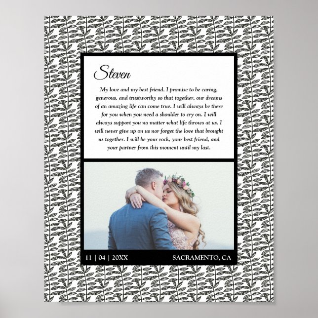 Poster Rustic Deixa Vows de Casamento de Foto Personaliza (Frente)