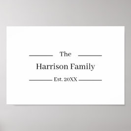 Poster Rustic Farmhouse Custom Family Name Sign 