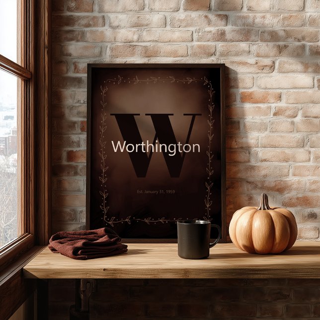 Poster Rustic Farmhouse Family Last Name Western Decor (Criador carregado)