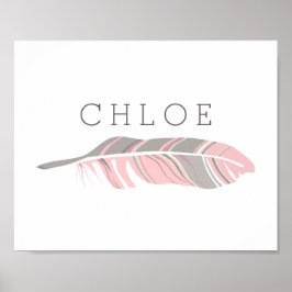 Poster Rustic Feather | Arte de Parede de Nome Personaliz