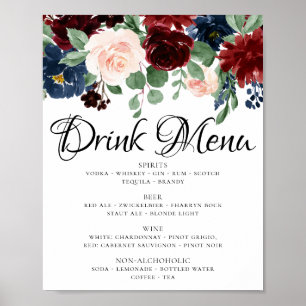 Poster Rustic Floral Escolha do Marinho Blush Burgundy