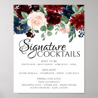 Poster Rustic Floral | Marinho Blush Burgundy - Nova Bebi