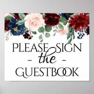 Poster Rustic Floral Party Marinho Burgundy Garland