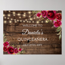 Rustic Floral Welcome to Quinceañera 15 Birthday