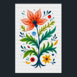 Poster Rustic Folk Art Floral Tree Canvas Print Style<br><div class="desc">Add a touch of timeless, rustic beauty to your bare walls with this exquisite folk art floral poster. This charming vertical artwork showcases a highly stylized, symmetrical botanical tree, crowned with a brilliant orange flower and surrounded by playful, colorful leaves and berries. The design is heavily inspired by traditional European...</div>