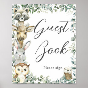 Poster Rustic Greenerescer Woodland Animal Baby Guest Boo