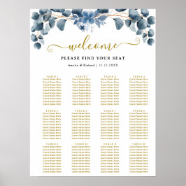 Poster Rustic Greenery Wedding Table Plan