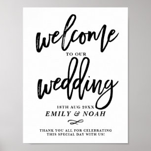 Póster Rustic Hand Lettering Welcome to Our Weding