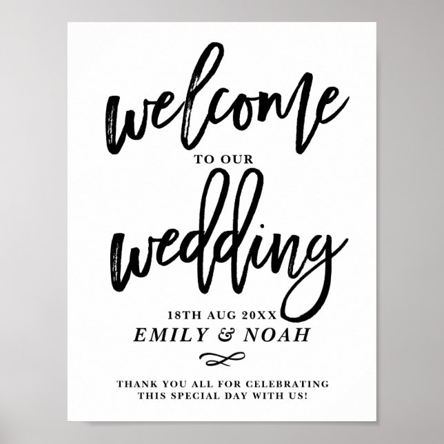 Póster Rustic Hand Lettering Welcome to Our Weding (Frente)