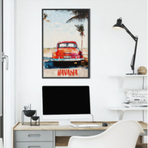 Poster Rustic Havana Cuba Viagens vintage Watercolor