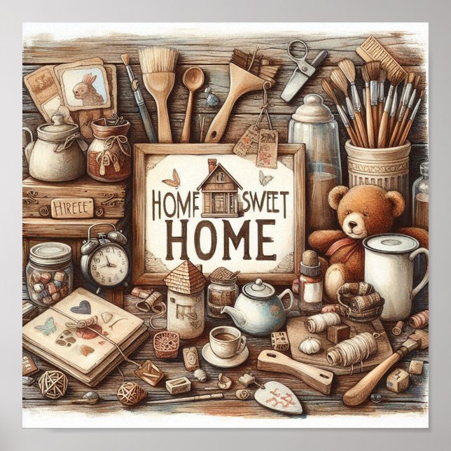 Poster Rustic Home Sweet Home 1 (Frente)