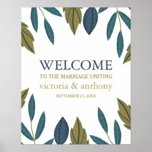 Poster Rustic Leaf Floral Weding Welcome