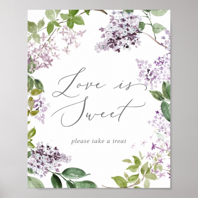Poster Rustic Lilac Love is Sweet Wedch Sign (Frente)