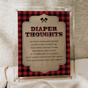 Poster Rustic Lumberjack Baby Shower Diaper Thoughts