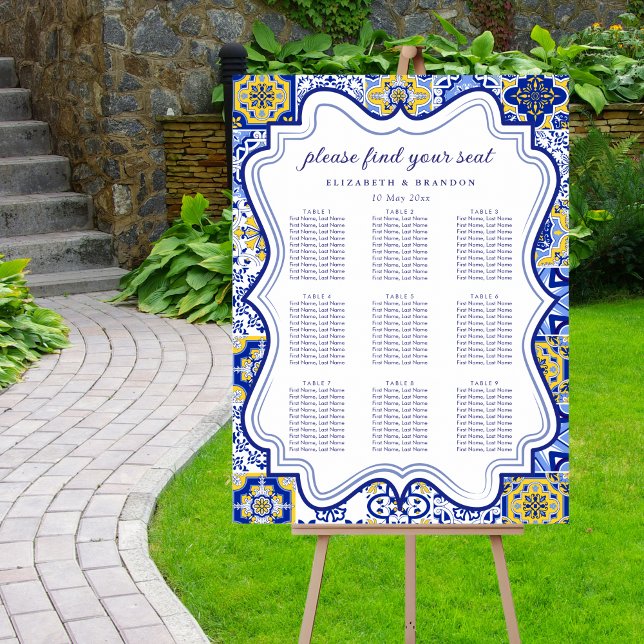 Poster Rustic Mediterranean Tile Wedding with Lemons (Criador carregado)