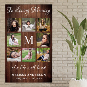 Poster Rustic Memorial 8 Photo Collage Funeral