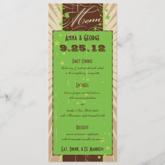 Poster Rustic: Menu Casamento Personalizado Verde