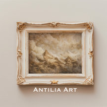 Rustic Mountain Peaks Paisagem Vintage Art