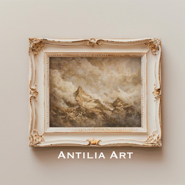 Poster Rustic Mountain Peaks Paisagem Vintage Art (Criador carregado)