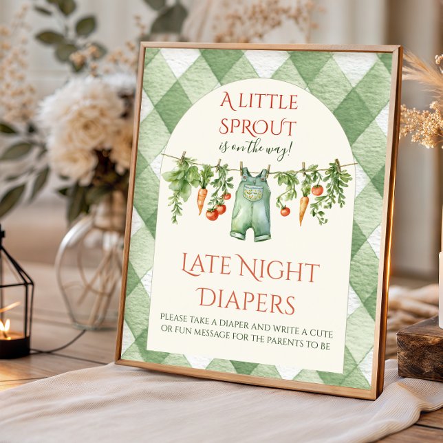 Poster Rustic Neutral Sprout Baby Shower Diaper Fun (Criador carregado)