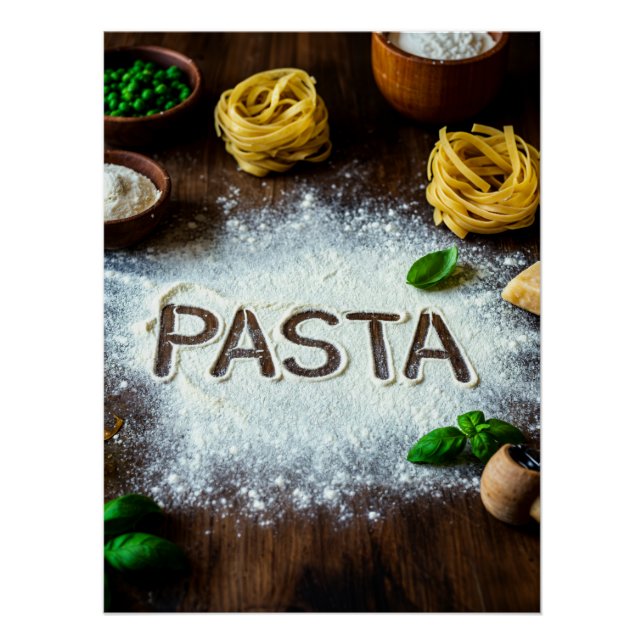 Póster Rustic Pasta Still Life Art – Culinary Kitchen Dec (Frente)