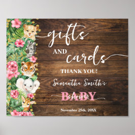 Poster Rustic Pink Safari Animal Gift & Cards Baby Shower