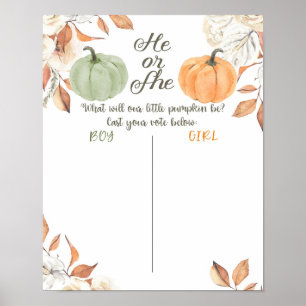 Poster Rustic Pumpkin HE or SHE Voting Board