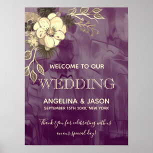 Poster Rustic Purple Welcome Wedding