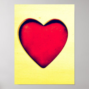 Póster Rustic Red Heart Valentine's Day Love