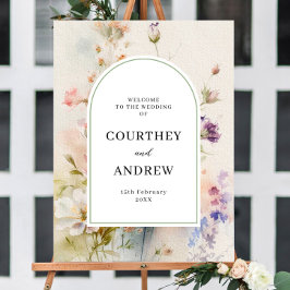 Poster Rustic Retro Wildflower Wedding Bem-vindo