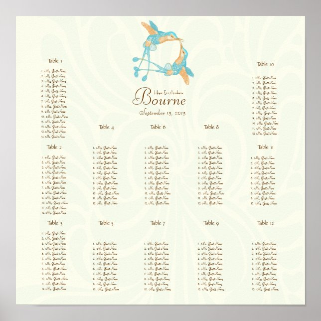 Póster Rustic Romantic Hummingbird Kiss Love BirdWedding (Frente)