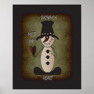 Poster Rustic Snowman Derrete Seu Coração