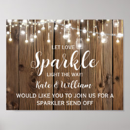 Poster Rustic String das luzes sparkler manda casamento