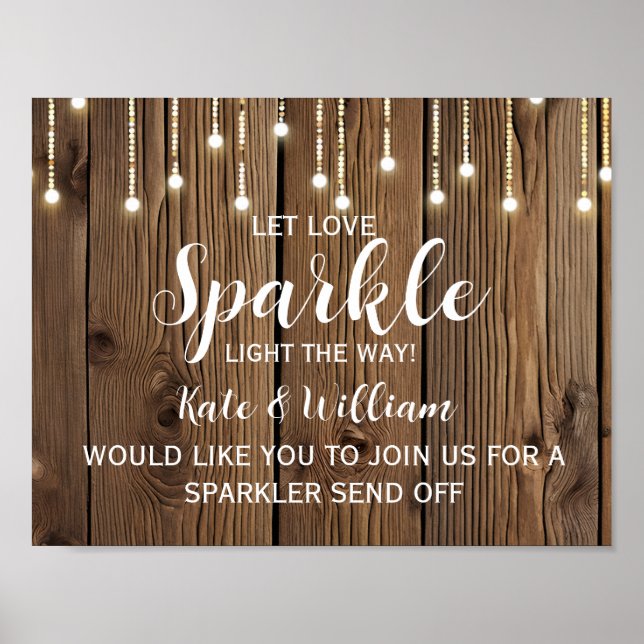 Póster Rustic String das luzes sparkler manda casamento (Frente)