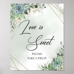 Poster Rustic suculents greeneric gold O amor é um sinal 