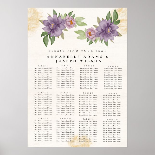 Poster Rustic Summer aesthetic Wildflower Seating Charts (Frente)
