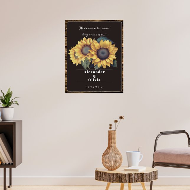 Poster Rustic Sunflower Wedding Welcome (Sala de Estar 3)